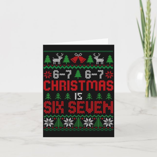 67 Meme Boy Funny Six Seven Ugly Christmas Sweater Card (Front)