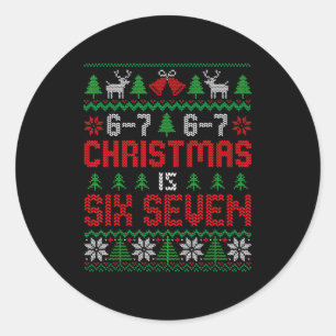 67 Meme Boy Funny Six Seven Ugly Christmas Sweater Classic Round Sticker