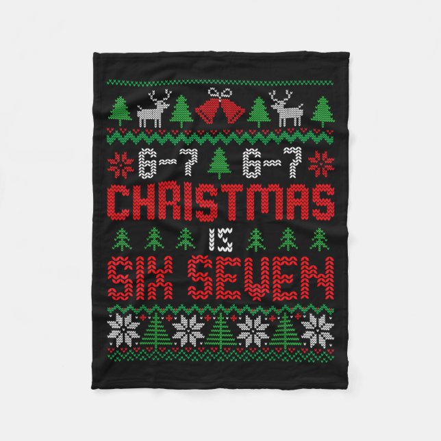 67 Meme Boy Funny Six Seven Ugly Christmas Sweater Fleece Blanket (Front)