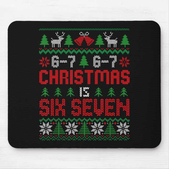 67 Meme Boy Funny Six Seven Ugly Christmas Sweater Mouse Mat (Front)