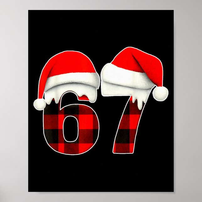 67 Meme Brainrot Funny Christmas Plaid Xmas Pajama Poster (Front)