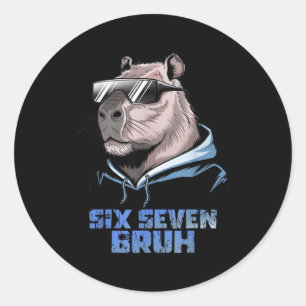 67 Meme Capybara Funny Six Seven Bruh Capybara For Classic Round Sticker