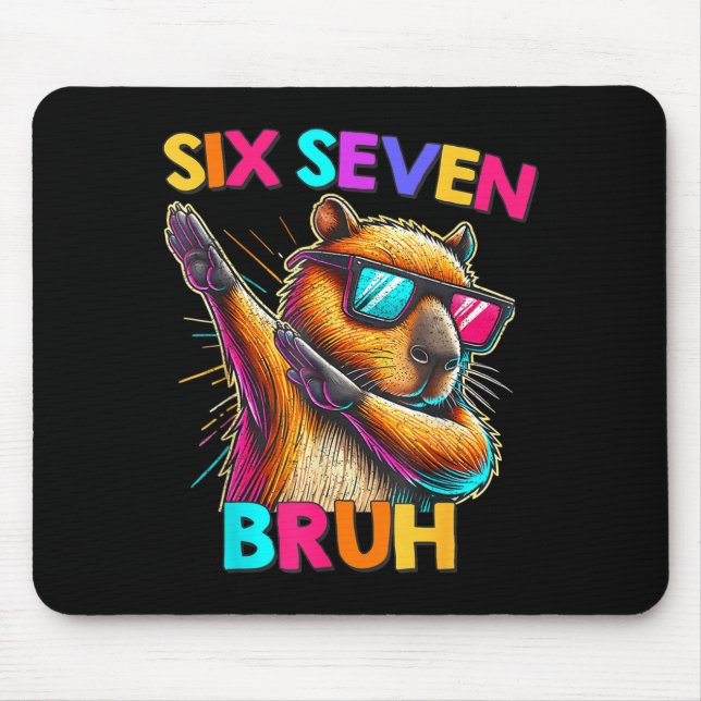 67 Meme Capybara Six Seven Bruh Capybara Kids Boys Mouse Mat (Front)