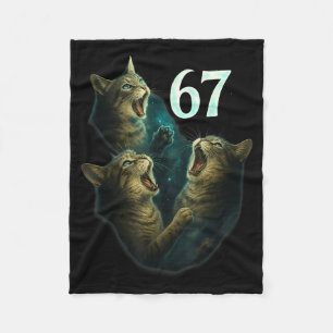 67 Meme Cat Howling At 67 Funny 6 7  Fleece Blanket