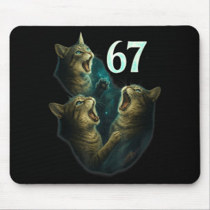 67 Meme Cat Howling At 67 Funny 6 7  Mouse Mat