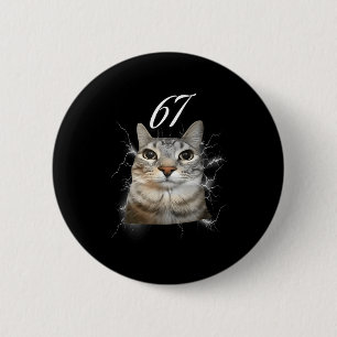 67 Meme Cat Howling At Moon Brainrot Funny 6 7 6 Cm Round Badge