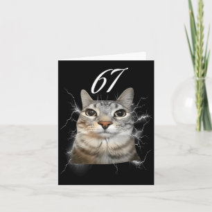 67 Meme Cat Howling At Moon Brainrot Funny 6 7  Card