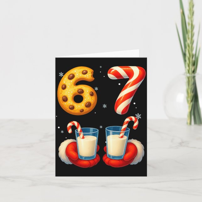 67 Meme Christmas Cookie Candy Cane Funny Six Seve Card (Front)