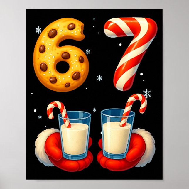 67 Meme Christmas Cookie Candy Cane Funny Six Seve Poster (Front)
