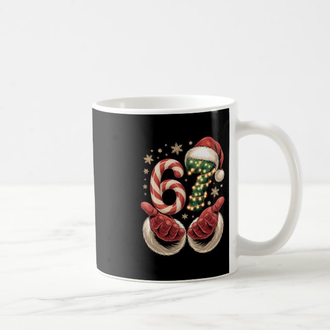 67 Meme Christmas Funny 6 7 Gen Alpha Slang Santa  Coffee Mug (Right)