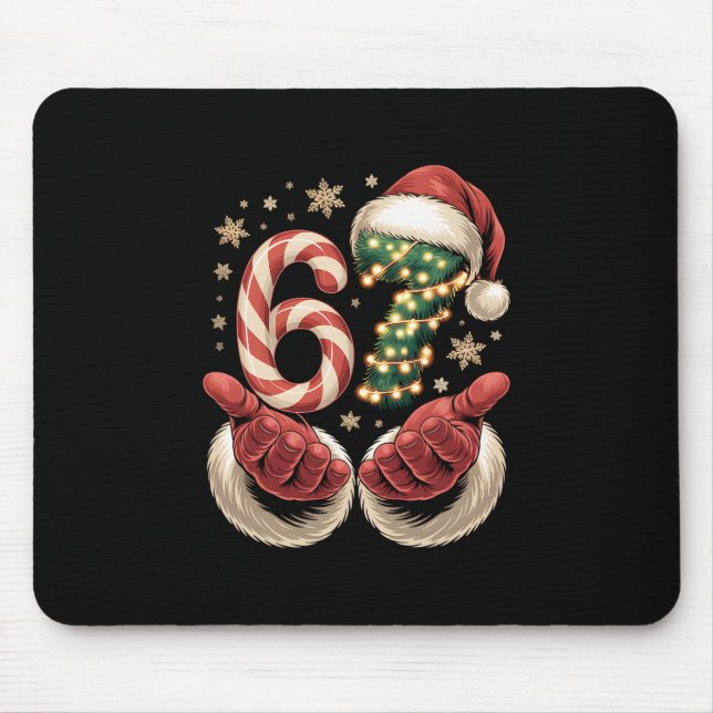 67 Meme Christmas Funny 6 7 Gen Alpha Slang Santa  Mouse Mat (Front)
