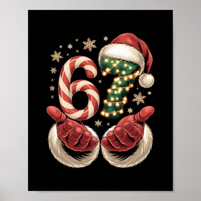 67 Meme Christmas Funny 6 7 Gen Alpha Slang Santa  Poster (Front)