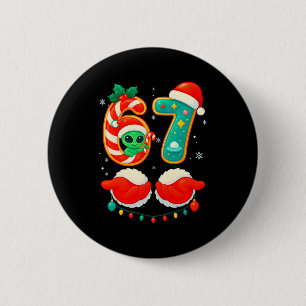 67 Meme Christmas Funny Alien Santa Six Seven Xmas 6 Cm Round Badge