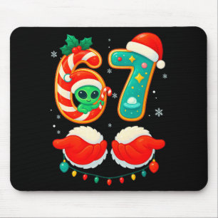 67 Meme Christmas Funny Alien Santa Six Seven Xmas Mouse Mat
