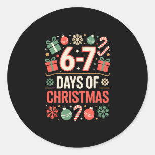 67 Meme Christmas Holiday Funny Six Seven Gen Alph Classic Round Sticker