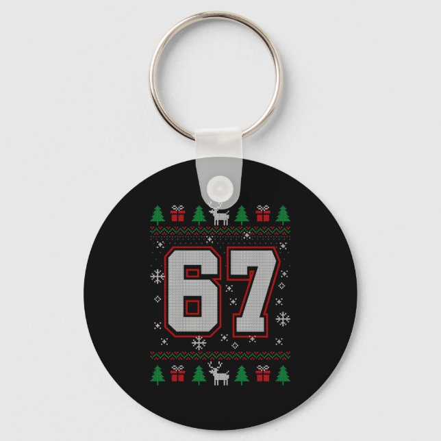 67 Meme Christmas Ornaments Ugly Sweater Xmas Cele Key Ring (Front)