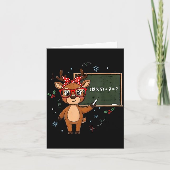 67 Meme Christmas Reindeer Funny 6 7 Teacher Men W Card (Front)