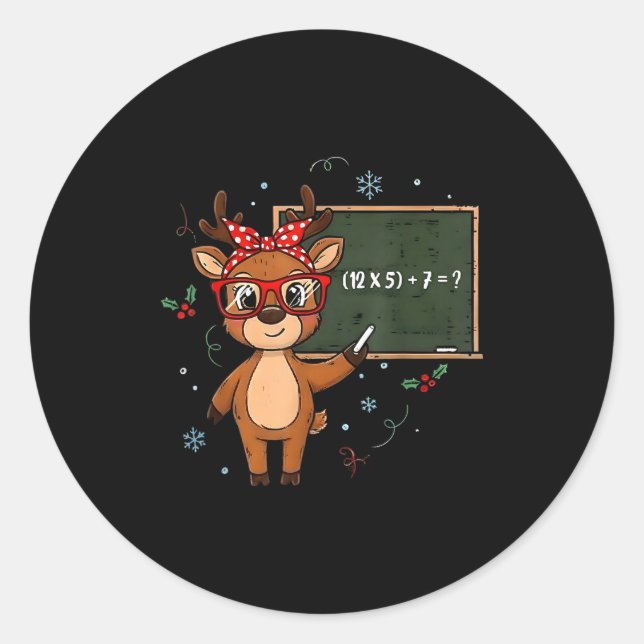 67 Meme Christmas Reindeer Funny 6 7 Teacher Men W Classic Round Sticker (Front)