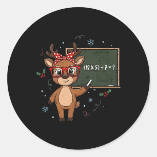 67 Meme Christmas Reindeer Funny 6 7 Teacher Men W Classic Round Sticker