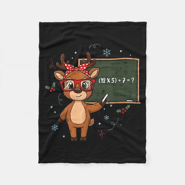 67 Meme Christmas Reindeer Funny 6 7 Teacher Men W Fleece Blanket (Front)