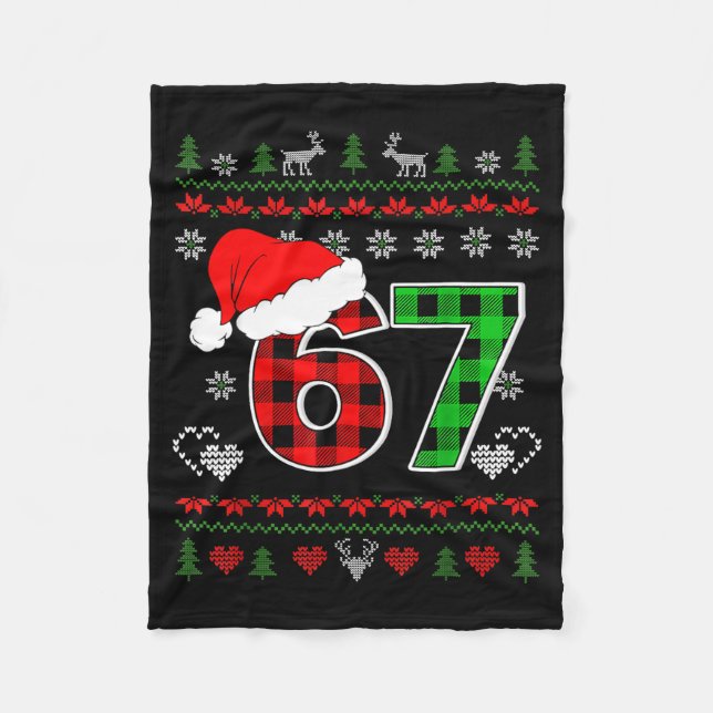 67 Meme Christmas Six Seven Xmas Ugly Sweater Men  Fleece Blanket (Front)