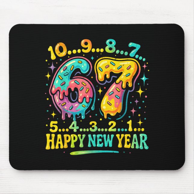 67 Meme Countdown Happy New Year Funny Drip Number Mouse Mat (Front)