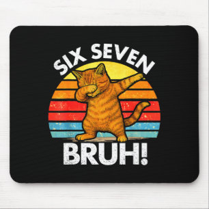 67 Meme Dabbing Cat Six Seven 6 7  Mouse Mat