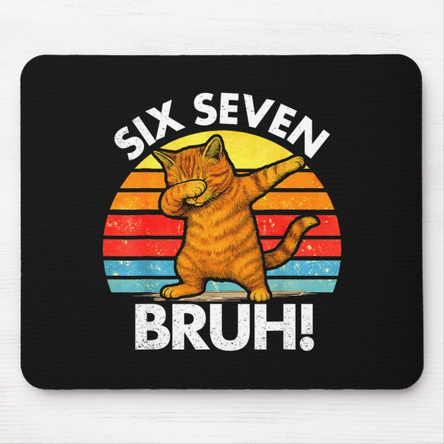 67 Meme Dabbing Cat Six Seven 6 7  Mouse Mat (Front)
