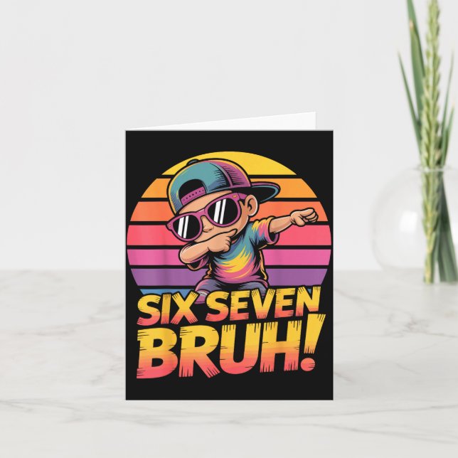 67 Meme Dabbing Six Seven 6 7 Bruh Funny Number De Card (Front)