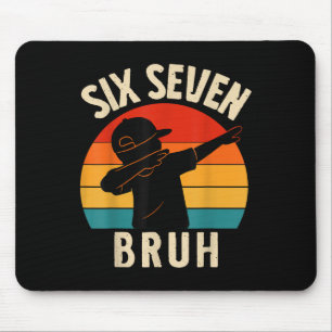 67 Meme Dabbing Six Seven Bruh Retro Vintage Sunse Mouse Mat