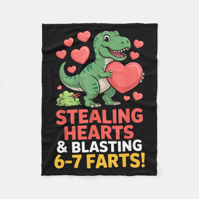 67 Meme Dinosaur Stealing Hearts 6-7 Farts Valenti Fleece Blanket (Front)