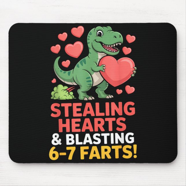 67 Meme Dinosaur Stealing Hearts 6-7 Farts Valenti Mouse Mat (Front)