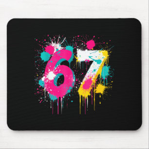 67 Meme Drip Spray Paint Six Seven 80s Bright Colo Mouse Mat