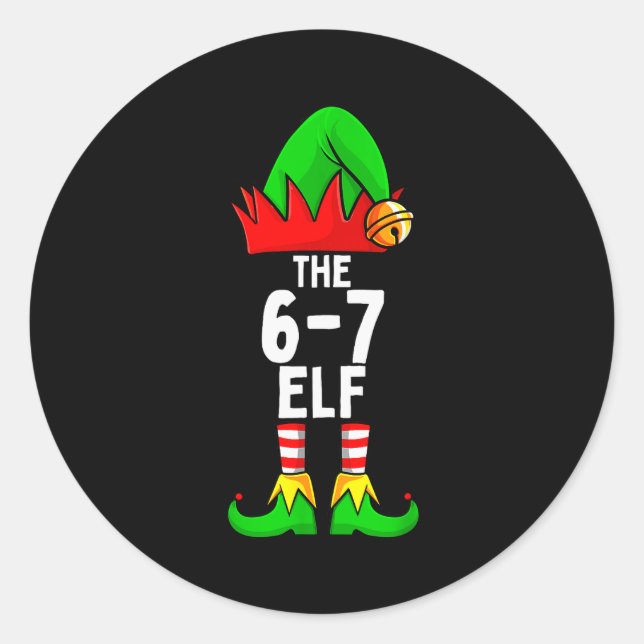 67 Meme Elf Christmas Matching Family 6-7 Brainrot Classic Round Sticker (Front)