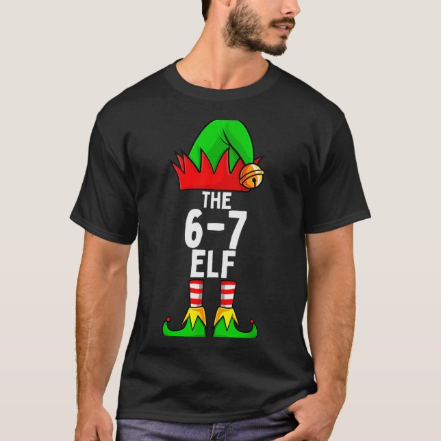 67 Meme Elf Christmas Matching Family 6-7 Brainrot T-Shirt (Front)