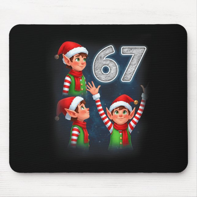 67 Meme Elf Howling At The Moon Parody Funny Chris Mouse Mat (Front)
