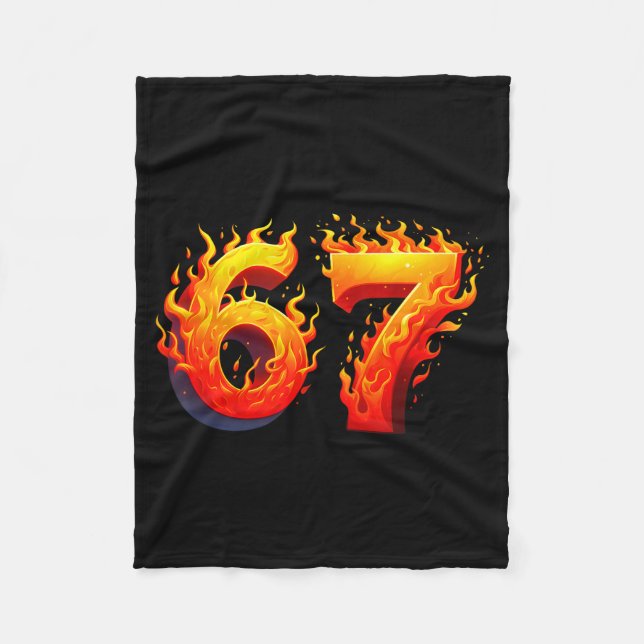 67 Meme Flames Funny Six Seven Gen Alpha Slang Gra Fleece Blanket (Front)