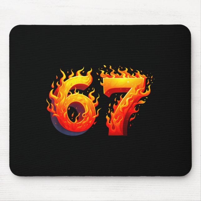 67 Meme Flames Funny Six Seven Gen Alpha Slang Gra Mouse Mat (Front)