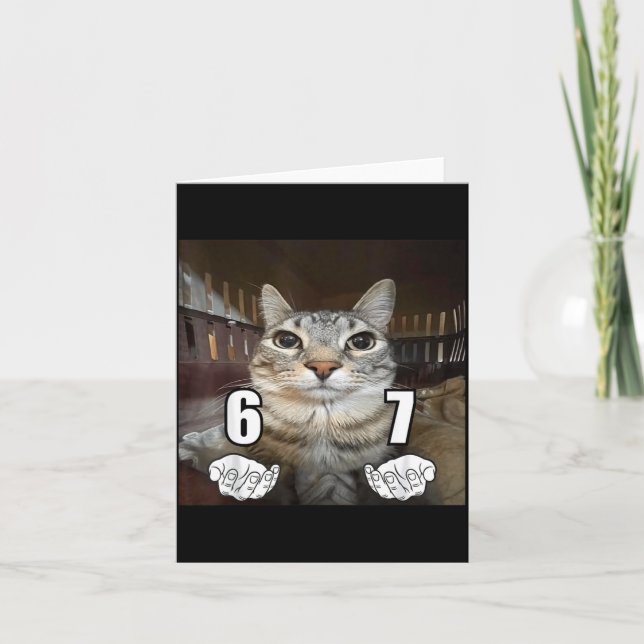 67 Meme Funny Cat Six Seven Meme 6 7  Card (Front)