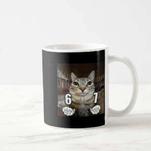 67 Meme Funny Cat Six Seven Meme 6 7  Coffee Mug