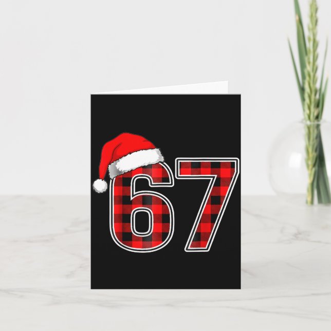67 Meme Funny Christmas Red Plaid Xmas Pajamas Sla Card (Front)