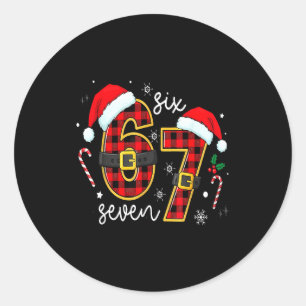 67 Meme Funny Christmas Red Plaid Xmas Pajamas Sla Classic Round Sticker