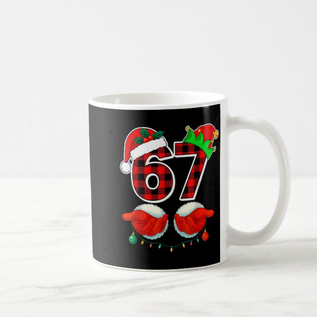 67 Meme Funny Christmas Red Plaid Xmas Pajamas Sla Coffee Mug (Right)
