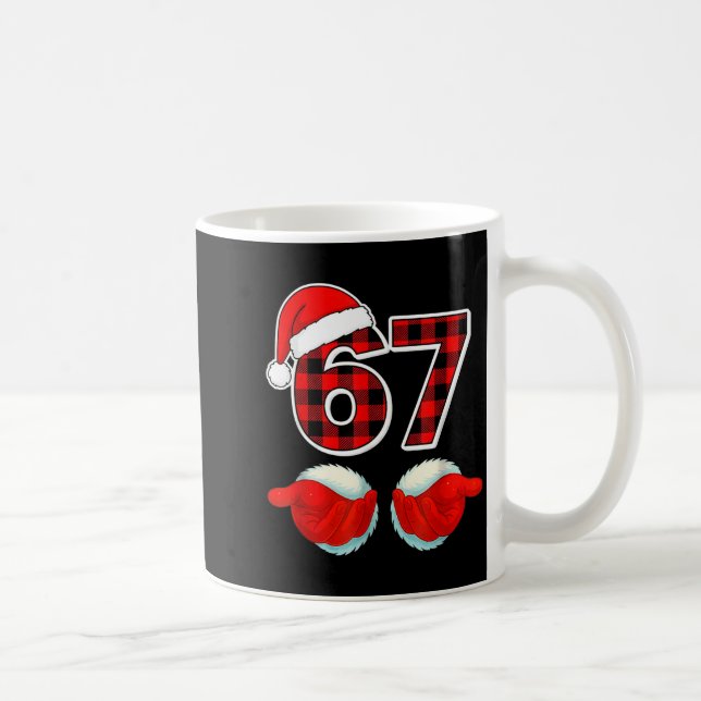 67 Meme Funny Christmas Red Plaid Xmas Pajamas Sla Coffee Mug (Right)