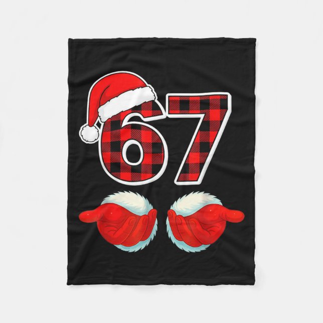 67 Meme Funny Christmas Red Plaid Xmas Pajamas Sla Fleece Blanket (Front)