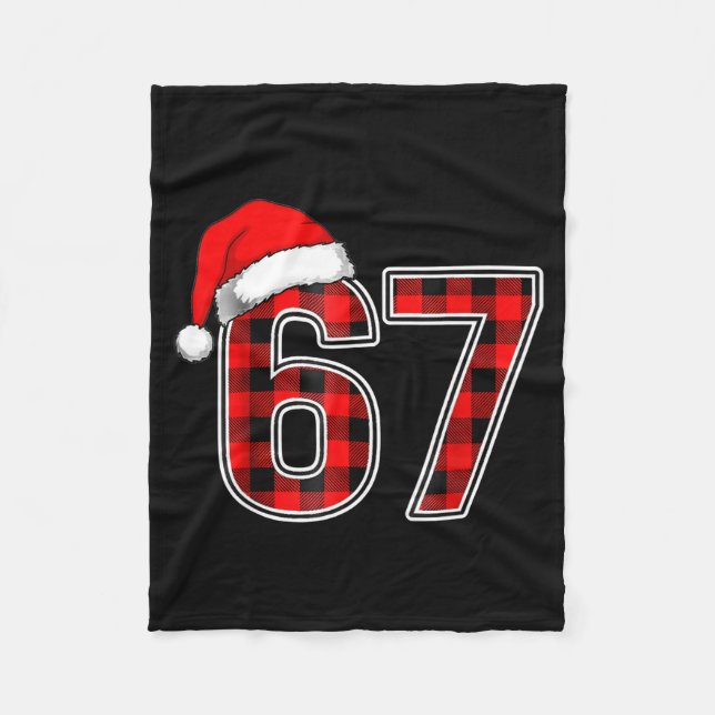 67 Meme Funny Christmas Red Plaid Xmas Pajamas Sla Fleece Blanket (Front)