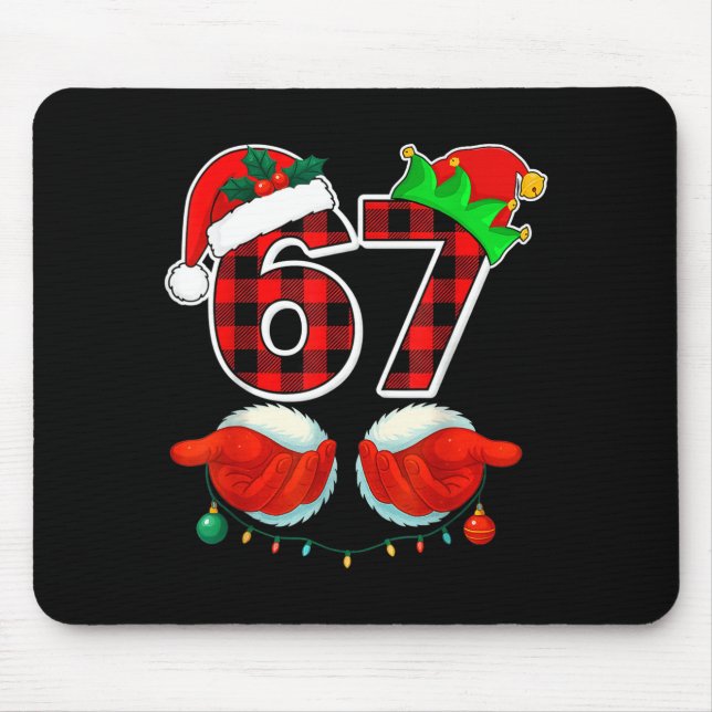 67 Meme Funny Christmas Red Plaid Xmas Pajamas Sla Mouse Mat (Front)
