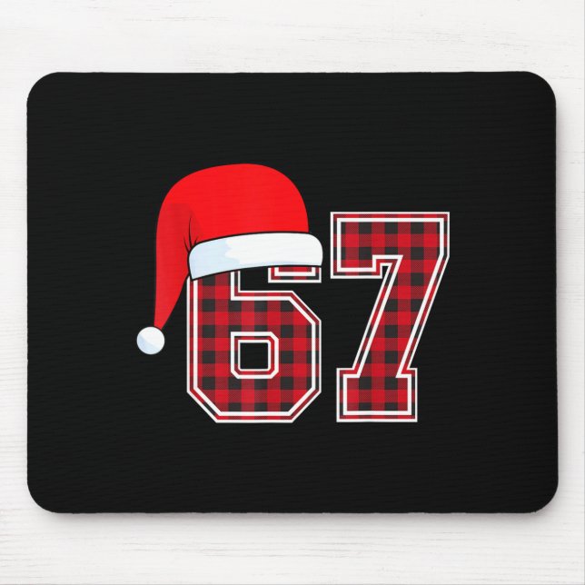 67 Meme Funny Christmas Red Plaid Xmas Pajamas Sla Mouse Mat (Front)
