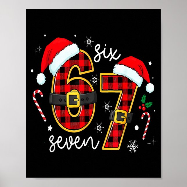 67 Meme Funny Christmas Red Plaid Xmas Pajamas Sla Poster (Front)