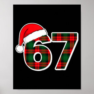 67 Meme Funny Christmas Red Plaid Xmas Pajamas Sla Poster